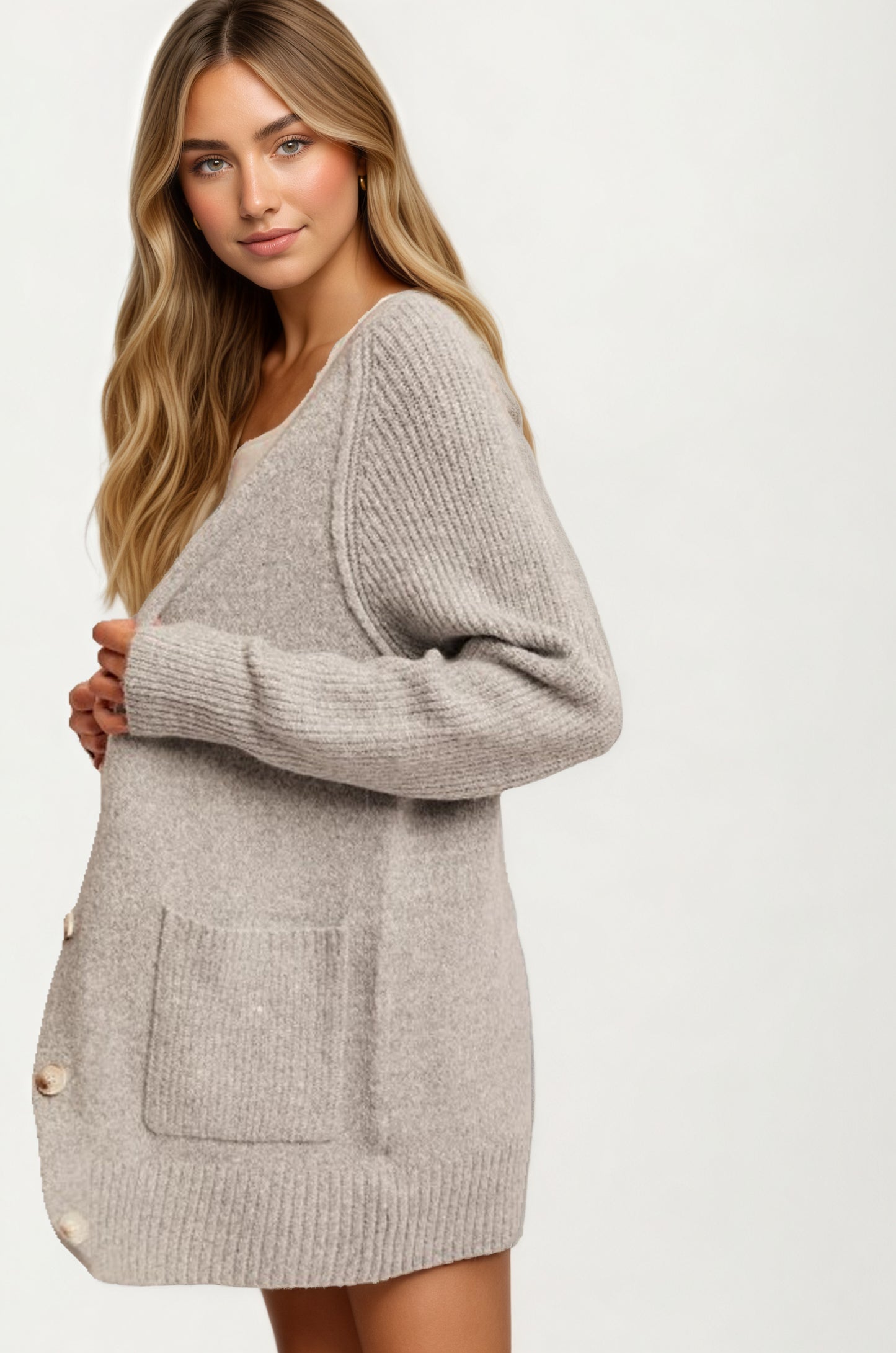 Classic Button-Front Cardigan with Patch Pockets