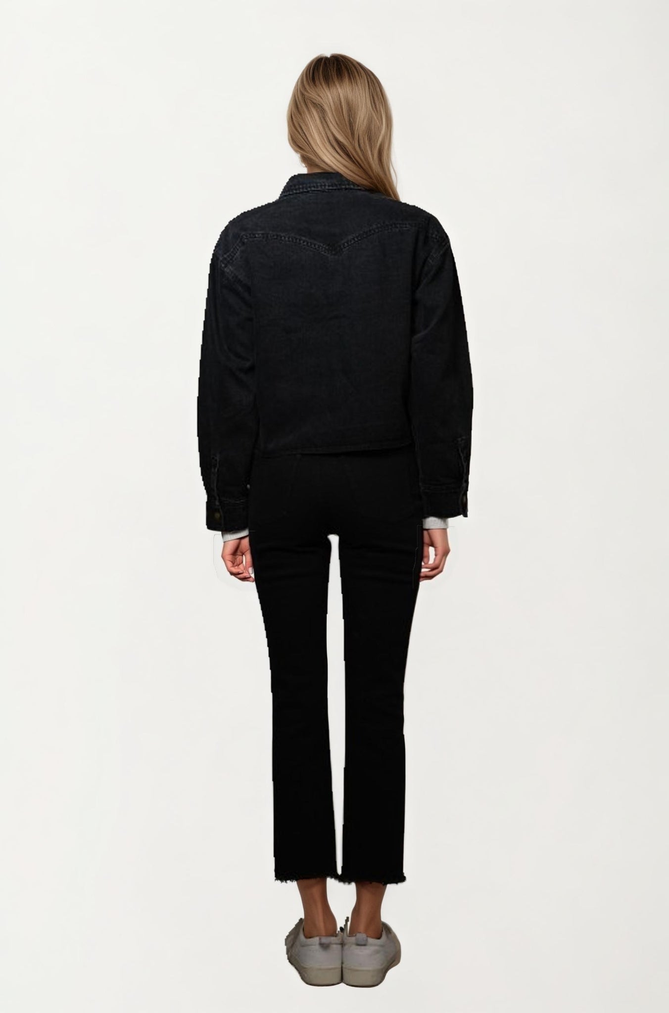 Denim Jacket with Embroidered Horse Detail and Classic Fit