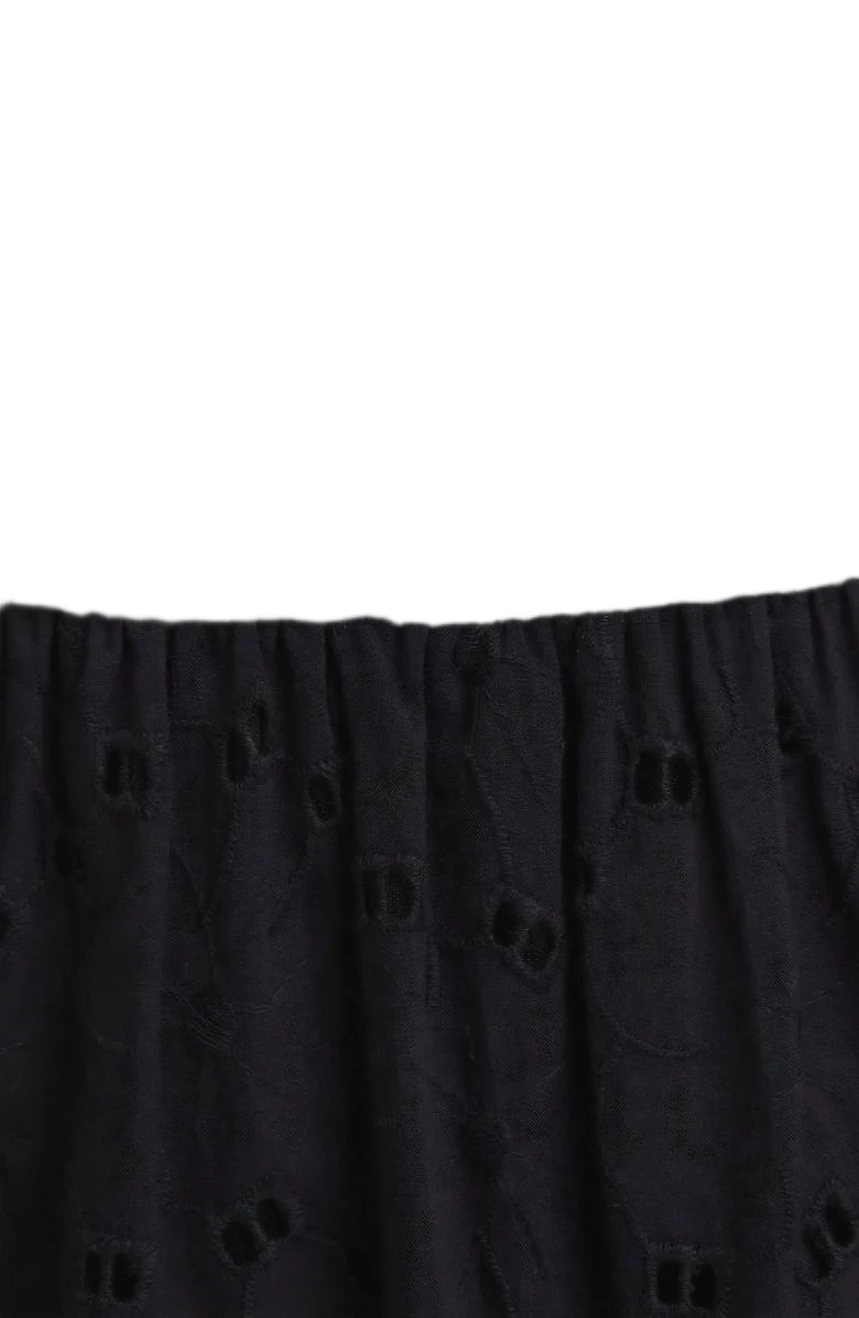 Elegant Off-Shoulder Black Midi Dress with Textured Skirt Detail