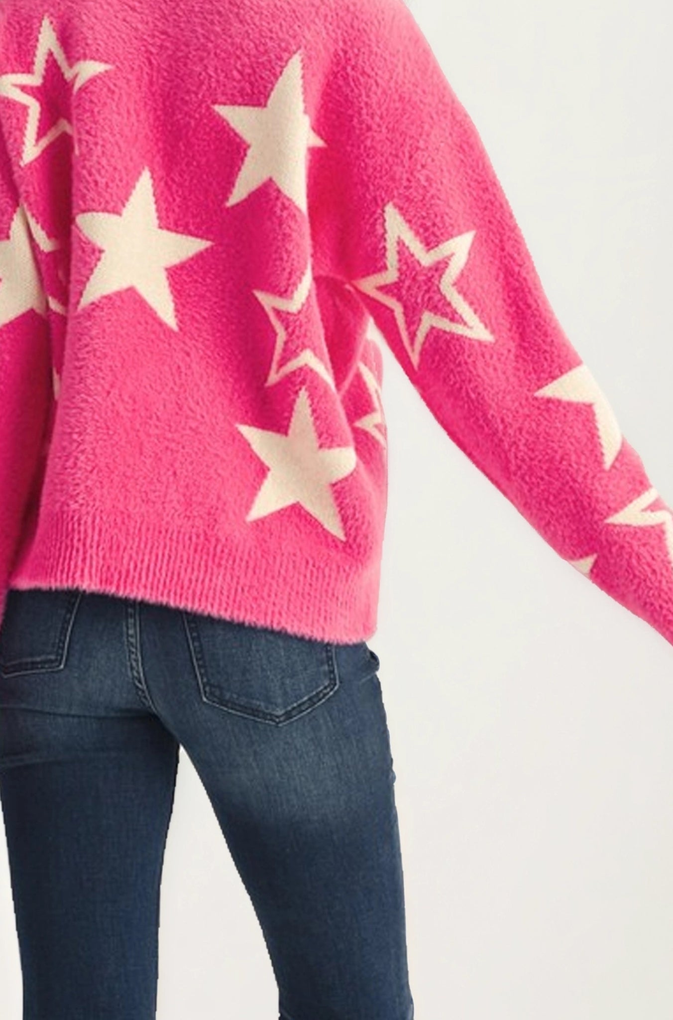 Cozy Star Pattern Sweater with Relaxed Fit and Soft Knit