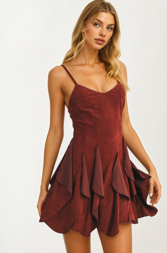 Strappy Mini Dress with Cascading Ruffle Hem