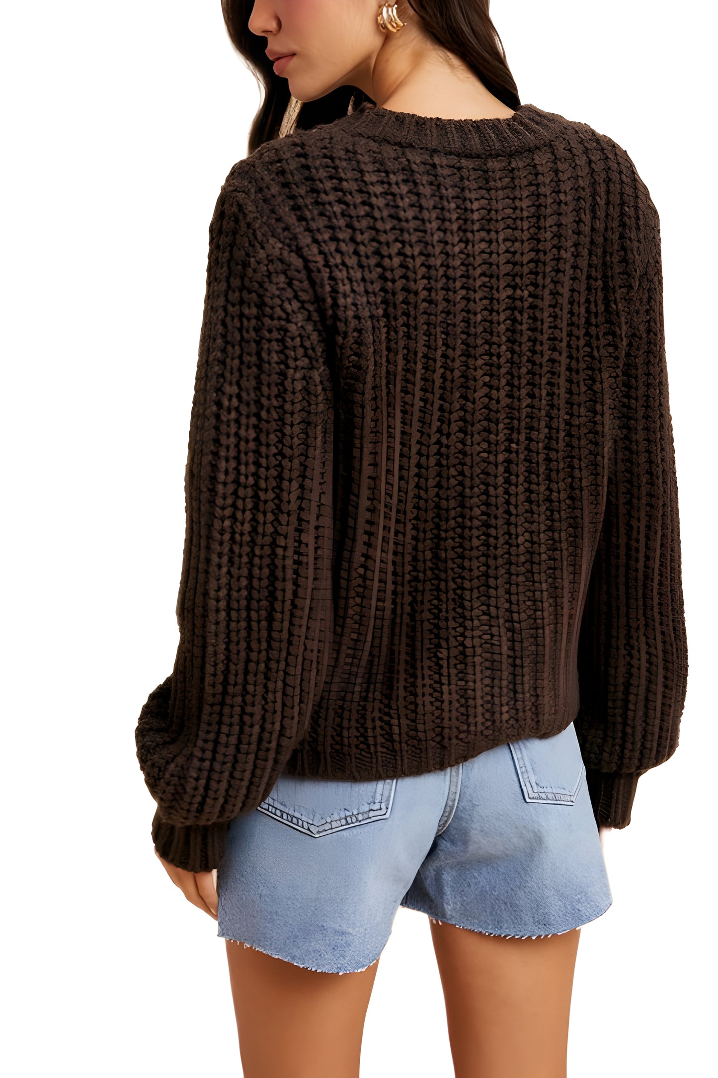 Textured Chunky Knit Cardigan with Gold Statement Buttons