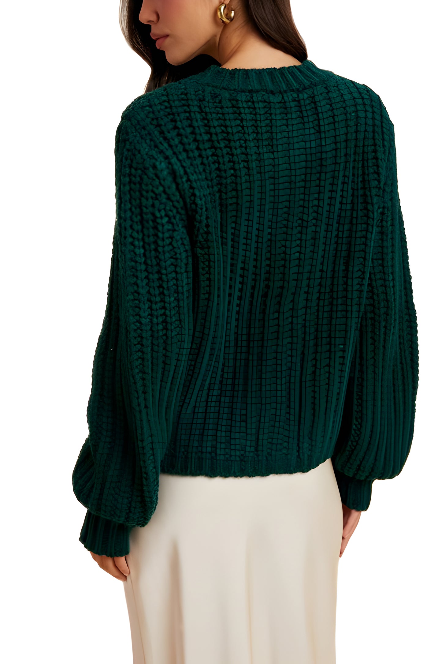 Deep Emerald Chunky Knit Cardigan with Oversized Gold Buttons