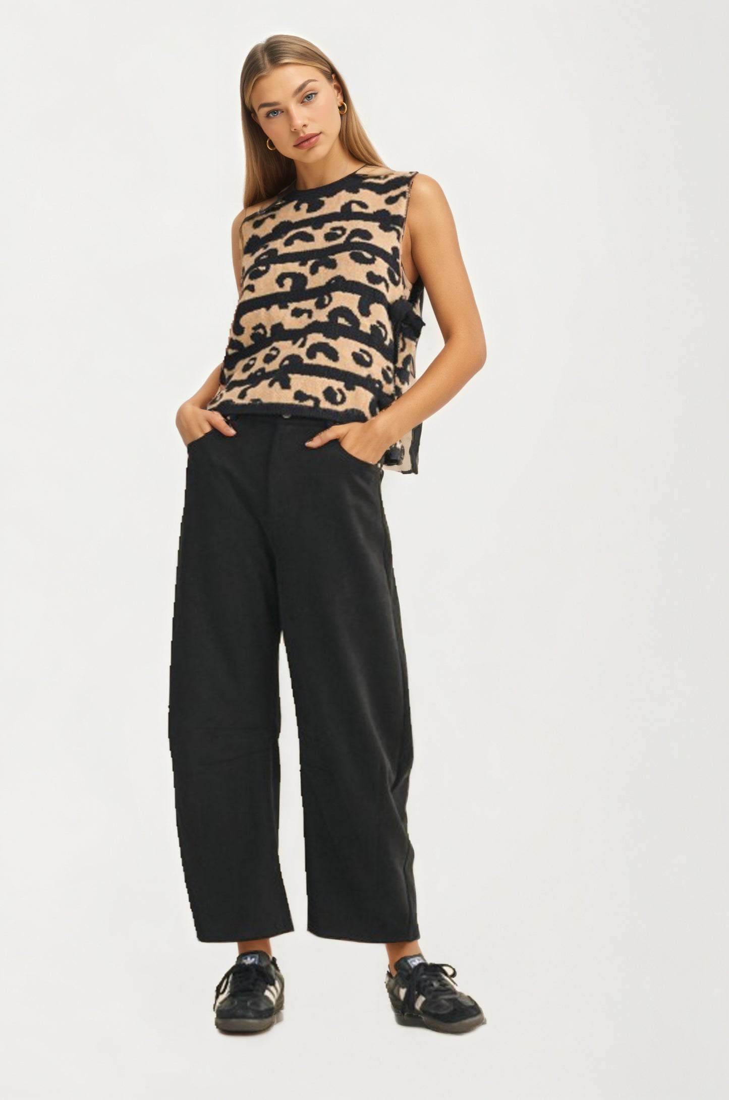 Sleeveless Sweater Vest with Side Tie Detailing