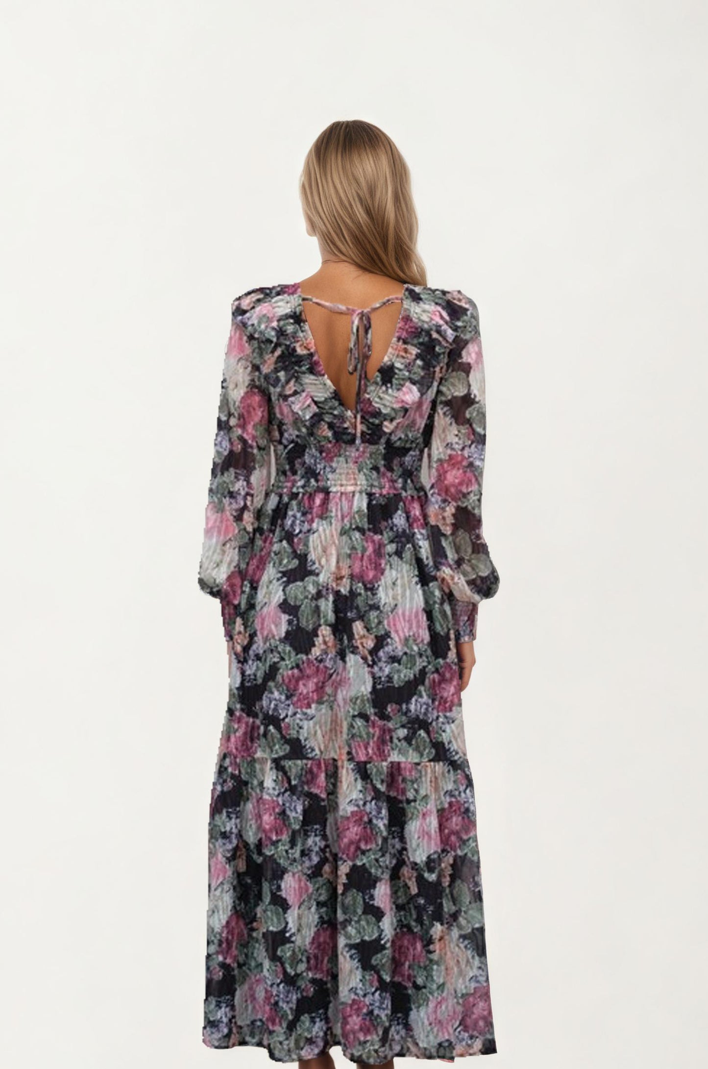 Floral Print Long Sleeve Maxi Dress