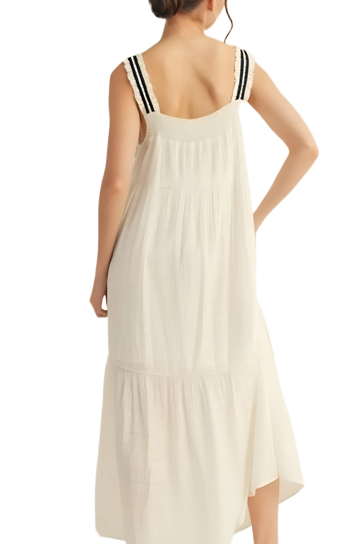 White Smocked Maxi Dress with Tie Straps