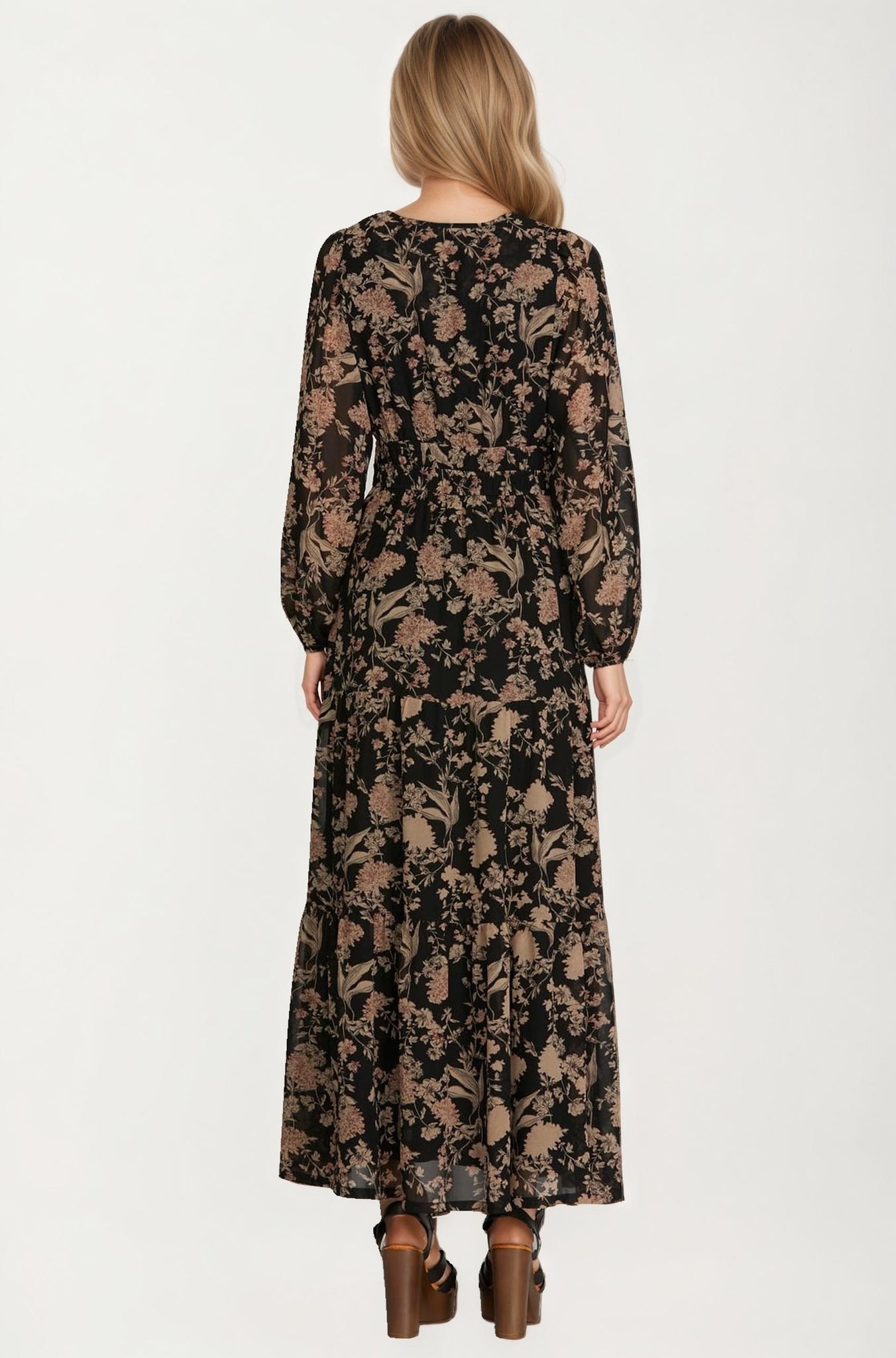 Long Sleeve Maxi Dress with Smocked Waist