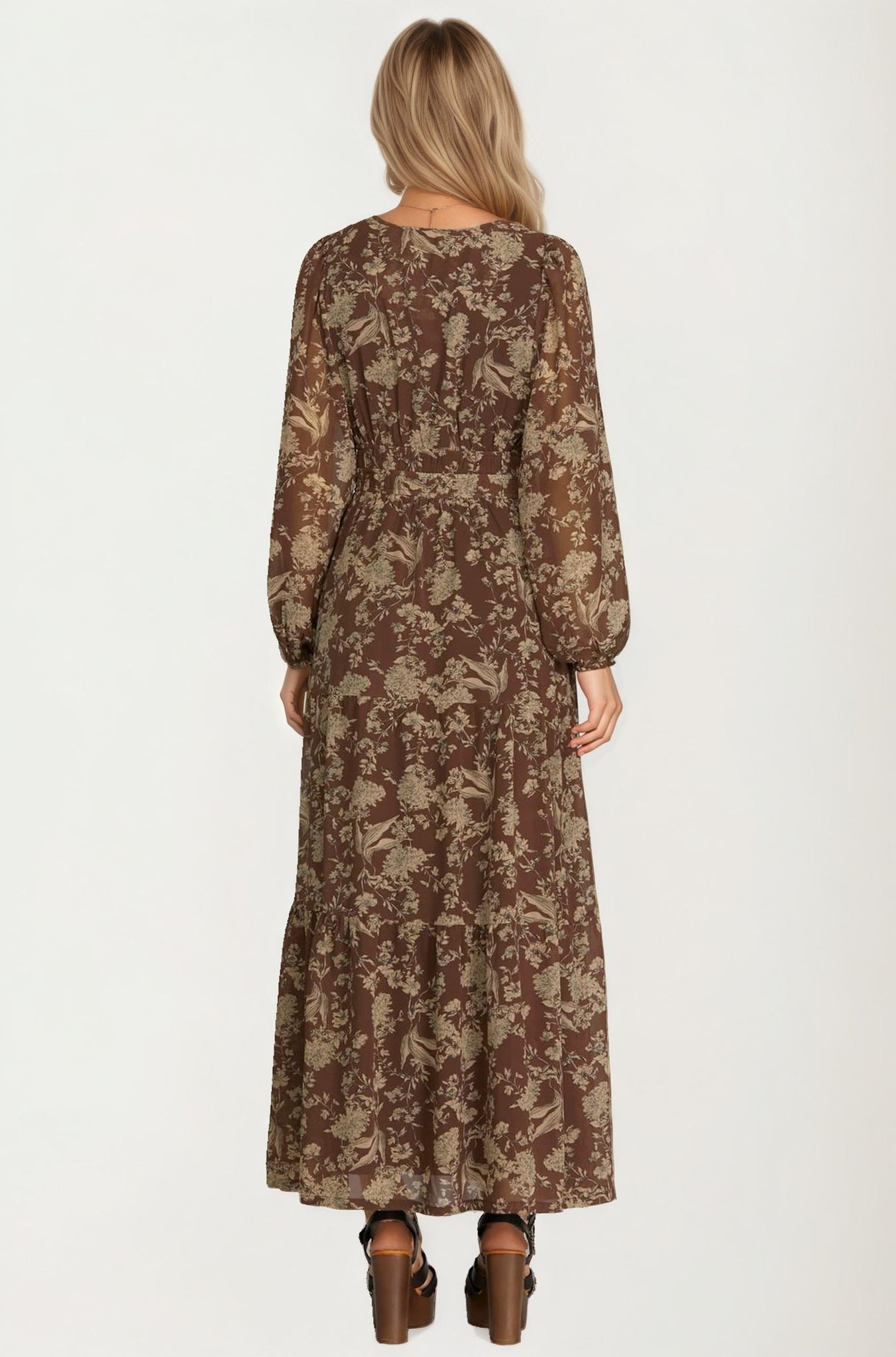 Long Sleeve Maxi Dress with Smocked Waist
