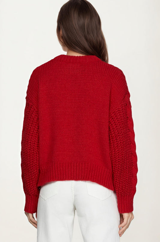 Chunky Cable Knit Cardigan with Button Front