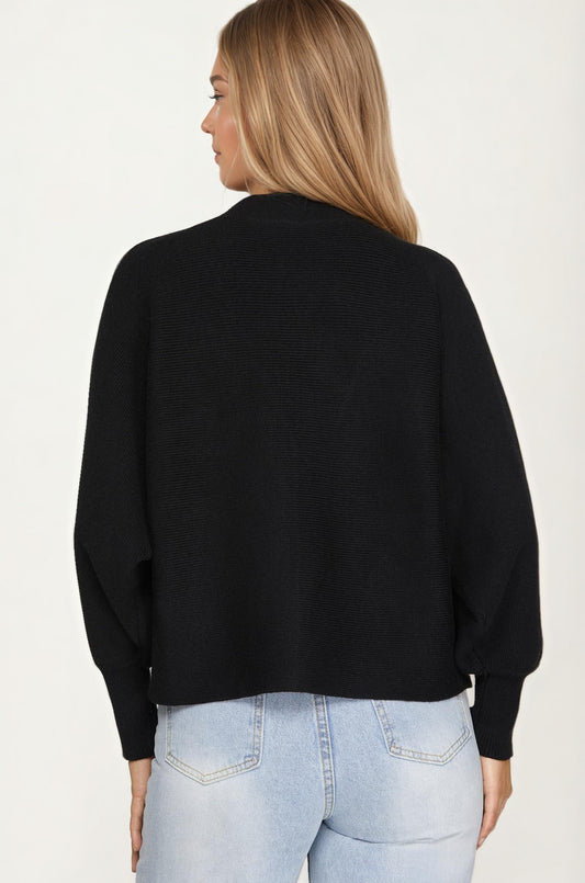 Bow Front Knit Cardigan with Long Sleeves