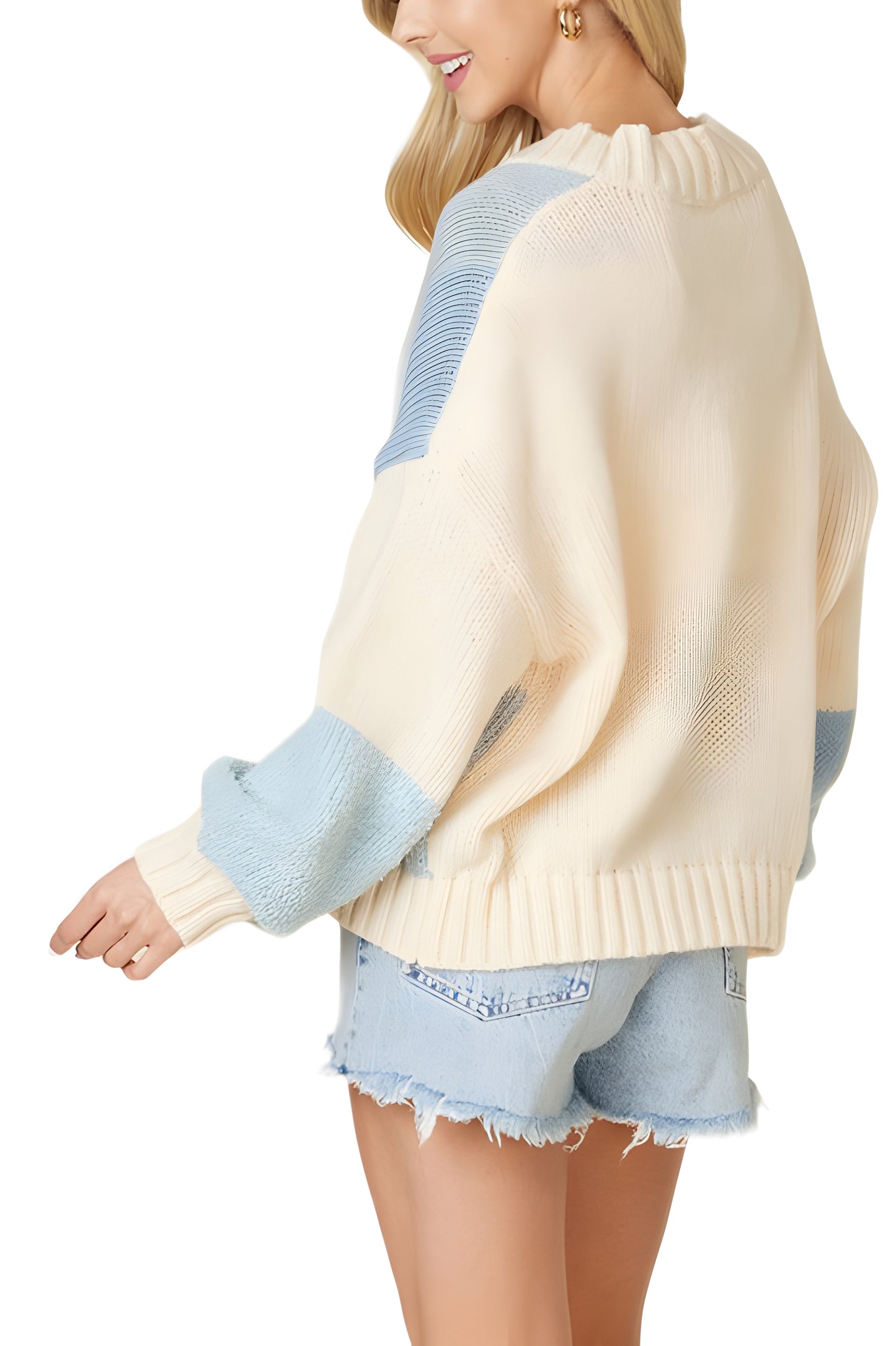 Soft Color Block Button Front Cardigan With Ribbed Trim