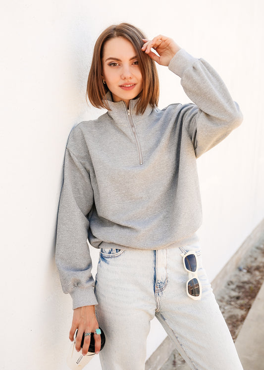 Half Zip Drop Shoulder Sweatshirt