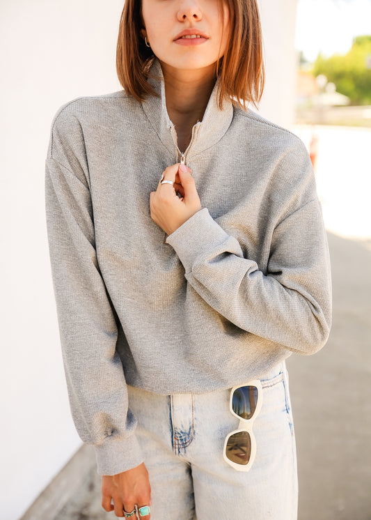 Half Zip Drop Shoulder Sweatshirt