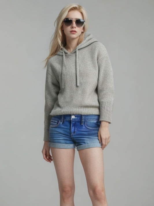 Sweater Knit Pullover Drawstring Hoodie