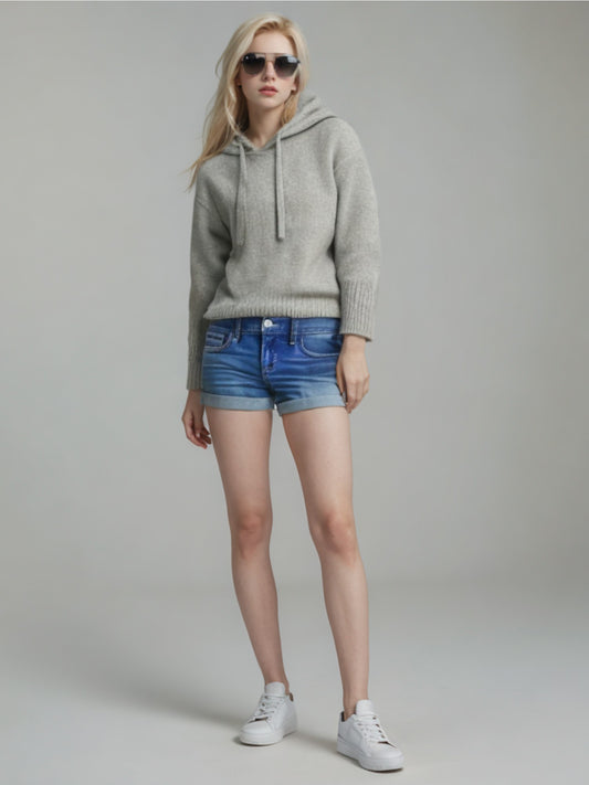 Sweater Knit Pullover Drawstring Hoodie