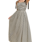 Black and White Striped Maxi Dress with Shoulder Tie Straps