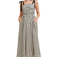 Black and White Striped Maxi Dress with Shoulder Tie Straps