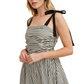 Black and White Striped Maxi Dress with Shoulder Tie Straps