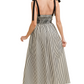 Black and White Striped Maxi Dress with Shoulder Tie Straps