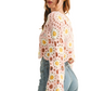 Pastel Pink Crochet Daisy Top with Bell Sleeves
