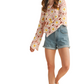 Pastel Pink Crochet Daisy Top with Bell Sleeves
