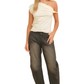 Asymmetric One-Shoulder Cream Top with Sleek Silhouette