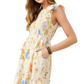 Ruffle Sleeve Smocked Mini Dress with Soft Floral Print