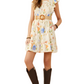 Ruffle Sleeve Smocked Mini Dress with Soft Floral Print