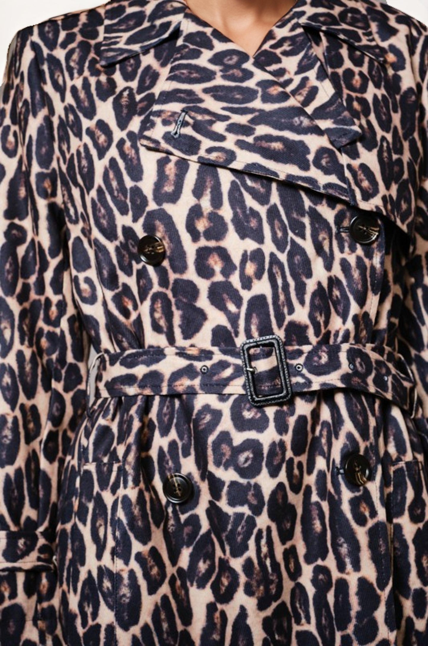 Leopard Print Belted Longline Coat