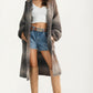 Longline Ombre Brushed Knit Coat With Relaxed Silhouette