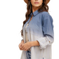 Blue Ombre Button-Down Shirt with Roll-Tab Sleeves