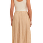 Sleeveless Scoop Neck Dress with Pleated Polka Dot Chiffon Skirt and Fitted Bodice