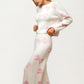 Ivory Knit Set with Pink Bow Motif