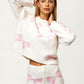 Ivory Knit Set with Pink Bow Motif