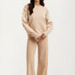 Embroidered Puff Sleeve Sweater In Soft Beige Knit