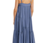 Blue Tiered Flowy Pocket Midi Dress
