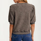 Textured Puff Sleeve Knit Top with Modern Crew Neckline