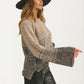 Textured Gradient Knit Pullover Sweater With Flare Sleeves
