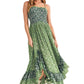 Green Floral Tiered Maxi Dress with Spaghetti Straps