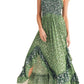 Green Floral Tiered Maxi Dress with Spaghetti Straps