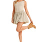Sleeveless Beige Tulle Mini Dress