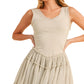 Sleeveless Beige Tulle Mini Dress