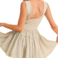 Sleeveless Beige Tulle Mini Dress