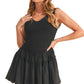 Sleeveless Black Dress with Tiered Skirt and Scallop Neckline