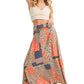Patchwork Print A-Line Maxi Skirt
