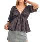 Dark gray Eyelet Peplum Top with Puff Sleeves