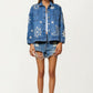 Denim Jacket with Celestial Star and Moon Embroidery