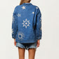 Denim Jacket with Celestial Star and Moon Embroidery