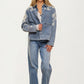 Relaxed Denim Jacket with Embroidered Floral Detailing