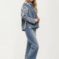 Relaxed Denim Jacket with Embroidered Floral Detailing